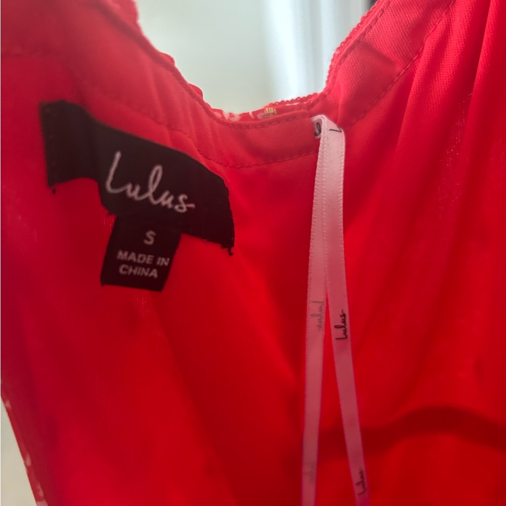 Lulu’s Red Floral V-Neck Maxi Dress - Picture 4 of 5